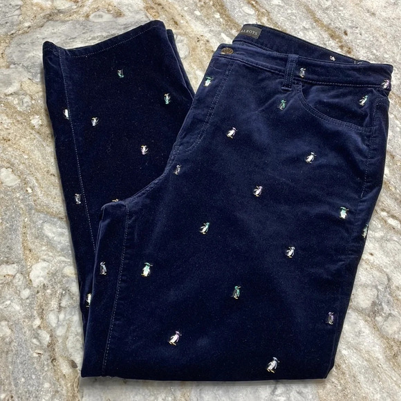 Talbots VELVETEEN STRAIGHT LEG PANTS - EMBROIDERED PENGUINS Plus Size 16 - Picture 3 of 10